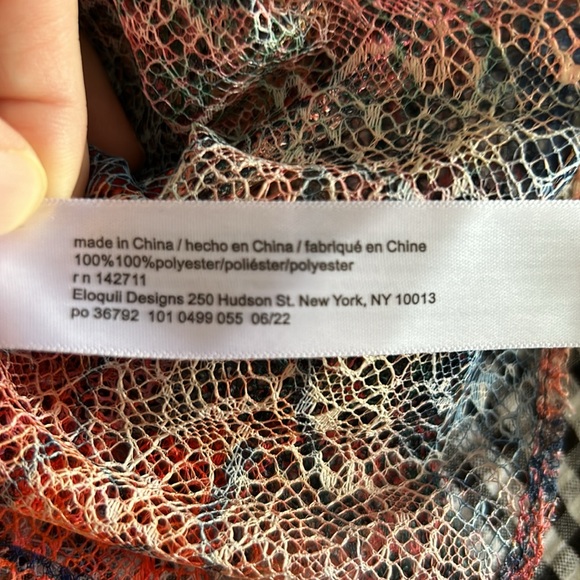 New Eloquii Colorful Lace Long Sleeve Blouse Size 24 Sheer Mandarin Collar NWT - Picture 10 of 10